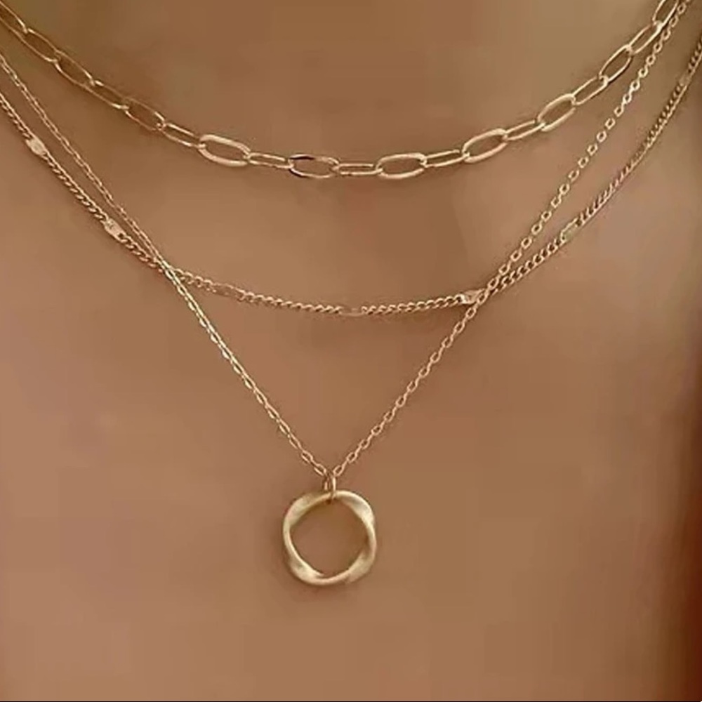 RESTOCKED! 2/$10 NEW! Round Charm Multi Layered Necklace Chain Dainty Boho